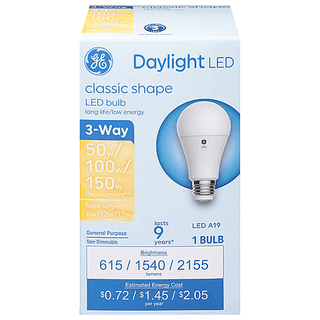 GE Light Bulb, Daylight, LED, Classic Shape, 3-Way