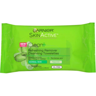 Garnier SkinActive Towelettes, Refreshing Remover Cleansing, Peppermint, Clean, Normal Skin