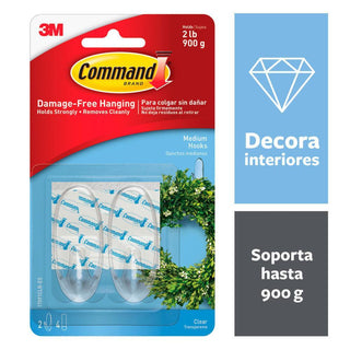 Command Clear Hooks And Strips Medium, Plastic, 2 Lb Capacity, 4 Strips/Pack