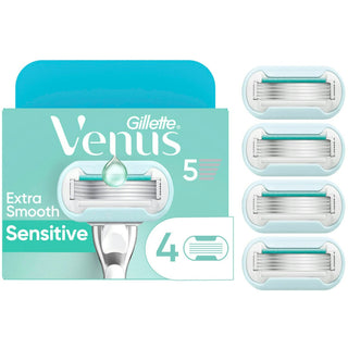 Venus Gillette Deluxe Smooth Sensitive Women's Razor Blade Refills, 4 Count