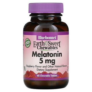 Bluebonnet Earth Sweet Melatonin, 5 Mg, Chewable Tablets, Raspberry Flavor