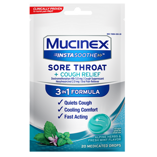 Mucinex® InstaSoothe™ Sore Throat + Cough Relief Drops - Alpine Herb & Fresh Mint (40 ct.)