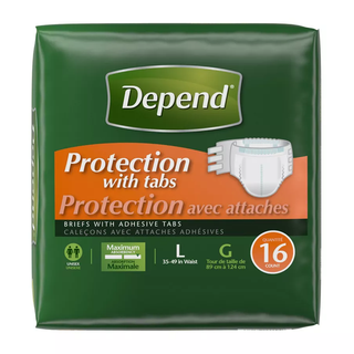 Depend Briefs, With Adhesive Tabs, Maximum Absorbency, Unisex, Large