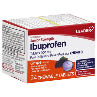 Leader Junior Ibuprofen Chewable Tablets Grape 24ct
