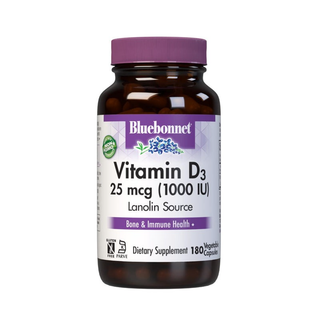 Bluebonnet Vitamin D3 1000 IU, 180 Vegetable Capsules, Nutrition