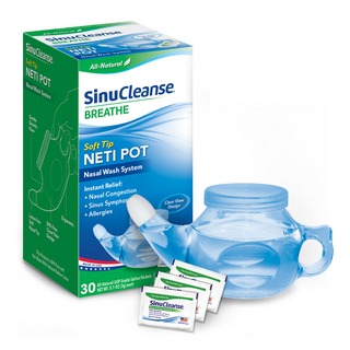 SinuCleanse Neti Pot All Natural Nasal Wash System Kit, 30 Saline Packets