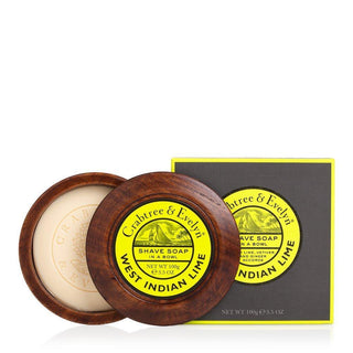 Crabtree & Evelyn West Indian Lime Shave Soap In Wooden Bowl