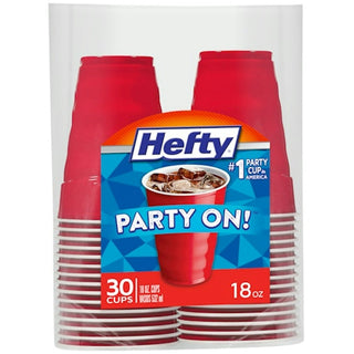 Hefty Party On! 18 Oz. Red Cups 30 Ct Bag