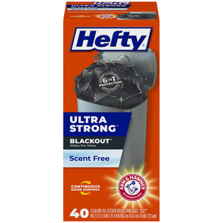 Hefty Ultra Strong Blackout Tall Kitchen Drawstring Trash Bags Scent Free