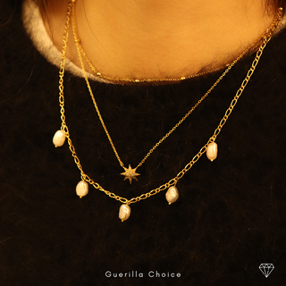 Pearl Charm Necklace, 18K Gold Plated