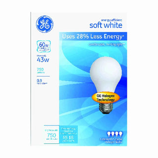 GE Incandescent Soft White 43 Watts 4 Packs Light Bulbs