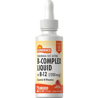 Sundance Vitamins B + B12 Complex Liquid Natural Berry Flavor, 1200 Mcg, 2 Oz