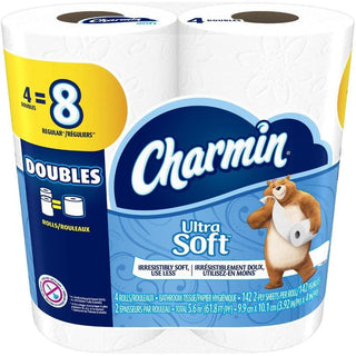 Charmin Ultra Soft 2 Ply Double Toilet Paper Rolls 4 Ct Pack