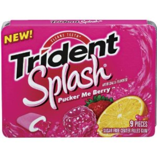Trident Splash Gum, Center Filled, Sugar Free, Pucker Me Berry