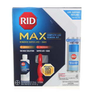 RID Max Lice Removal Kit Kills Super Lice Eggs Hair Treatment Comb & Home Spray
