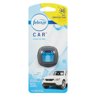 Febreze Car Air Freshener, Odor-Fighting Automotive Vent Clip, Linen & Sky Scent - 0.06 Ounce