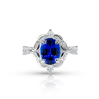 Oval Cut Lab Blue Sapphire Ring