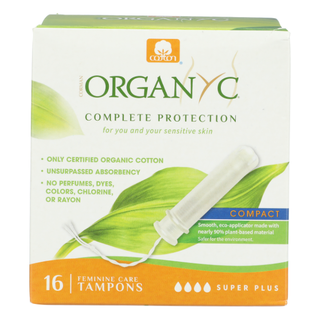 Organyc Super Plus Compact Applicator Tampons Organic