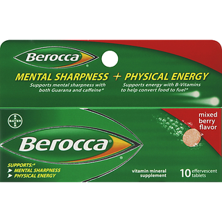 Berocca Mixed Berry Flavor Vitamin Mineral Supplement Effervescent Tablets 10 Ct Box