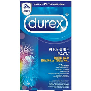 Durex Pleasure Pack Assorted Lubricated Latex Condoms