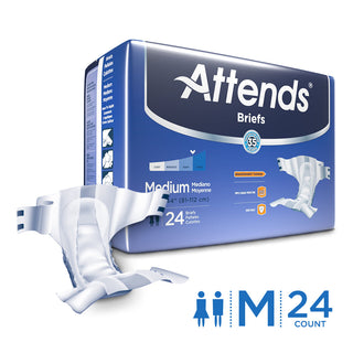 Attends Unisex Adult Incontinence Brief Tab Closure Medium Disposable Heavy Absorbency, Case Of 4