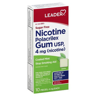 Leader Nicotine Gum  4Mg Sugar Free Mint 10Ct