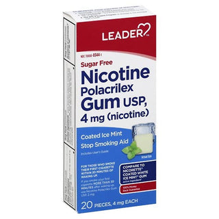 Leader Nicotine Gum 4 Mg  Sugar Free Mint 20Ct