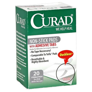 Curad Small Non-Stick Pads With Adhesive Tabs, 2 X 3 Inches