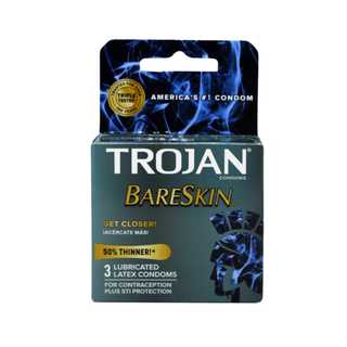 Trojan Sensitivity Bareskin Lubricated, Latex Condoms, 3ct