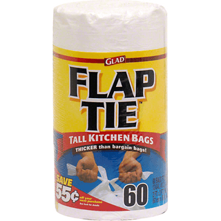 Glad Flap Tie Tall Kitchen Bags, 13 Gallon
