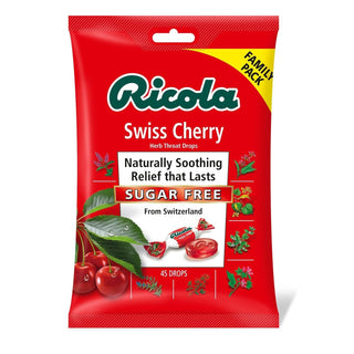 Ricola Herb Throat Drops, Sugar Free, Swiss Cherry, Family Pack