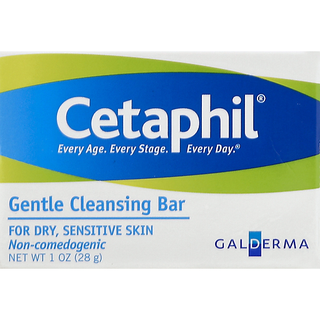 Cetaphil Cleansing Bar, Gentle, For Dry, Sensitive Skin 1 Oz
