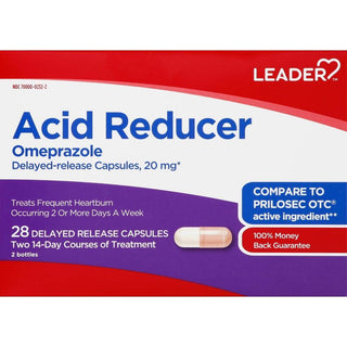 Leader Capsules 20 Mg 24 Hour Omeprazole 2 - 14 Capsule Bottles