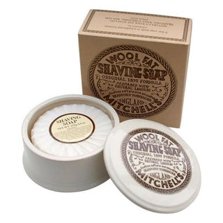Mitchell's Wool Fat Lanolin Shaving Soap And Ceramic Dish 4.4 Oz