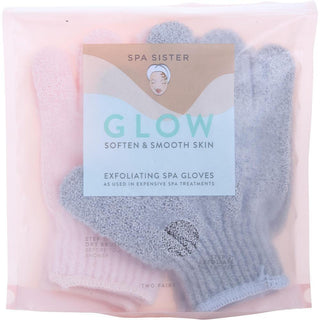 Spa Sister Twin Exfoliating Spa Towels - Pink And Grey 2pk