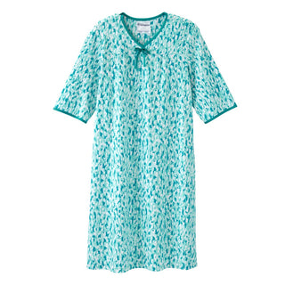 Silvert s Senior Women's Adaptive Open Back Knit Printed Nightgown Painted Strokes
