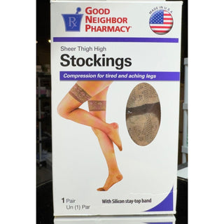 GNPSheer Thigh High Stockings, 15-20mmHg (Size: L) Beige