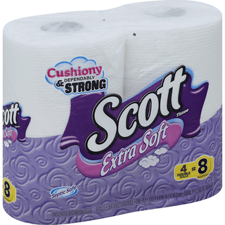 Scott Bathroom Tissue, Unscented, Double Rolls, Extra Soft, One-Ply
