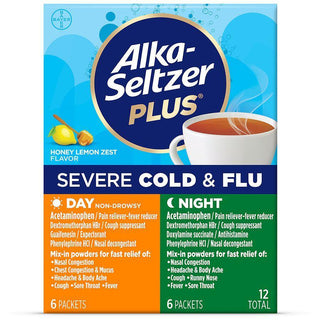 Alka-Seltzer Plus Packets Day/Night Severe Honey Lemon Zest Cold & Flu 12 Ea Box