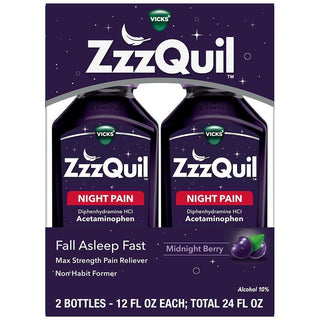 ZzzQuil Nighttime Pain Relief Sleep Aid Liquid Midnight Berry