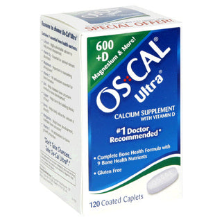 Os-Cal Ultra Calcium Supplement + D3 Coated Caplets 120 Ct Bottle