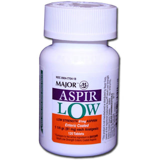 Rx 3 Aspir-Low 81mg Aspirin Tablets 120 By Major