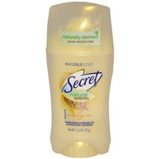 Secret Natural Mineral Invisible Solid Lemongrass Mint Scent Antiperspirant Deodorant