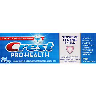Crest Pro-Health Sensitive + Enamel Shield Smooth Mint Fluoride Toothpaste 4.2 Oz. Box