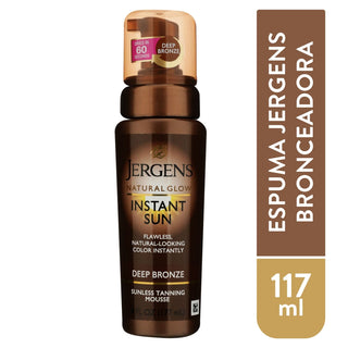 Jergens Natural Glow Instant Sun Body Mousse, Deep Bronze Tan, 6 Ounce Sunless Self-tanner, For A Natural-looking Tan