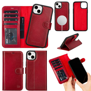 Casper Leather iPhone 15 Plus Wallet Case | Detachable MagSafe Compatible RFID Protection