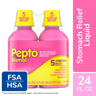 Pepto Bismol 5 Symptom Relief Twin Pack 2-12 Fl Oz Bottles