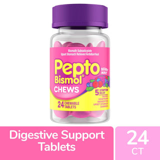 Pepto Bismol Upset Stomach Reliever/Antidiarrheal, Chews, Chewable Tablets, Berry Mint