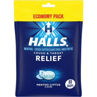 Halls Mentho-Lyptus Flavor Cough & Throat Relief Drops Economy Pack