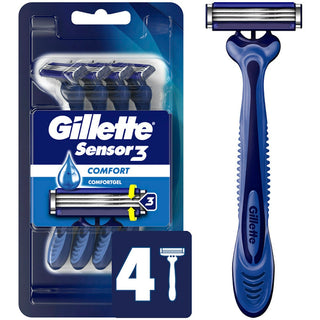 Gillette Sensor3 Men's Disposable Razor, 4 Razors